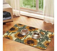Tapis de nourriture super absorbant pour chien, tournesols romantiques, tapis d'alimentation pour gamelles de nourriture et d'eau, tapis de placement antidérapant et imperméable pour le sol