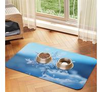 Tapis de nourriture transparent en forme de flocon de neige pour animaux domestiques, 43,7 x 30 cm, absorbant et antidérapant, en cuir synthétique, dessous en caoutchouc, séchage rapide, tapis de