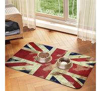 Tapis de nourriture vintage pour chien avec drapeau britannique - 40,6 x 61 cm - Antidérapant et super absorbant - Passe au lave-vaisselle - Pour nourriture et eau - Joli tapis d'alimentation à