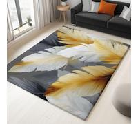 Tapis de Or Imprimé, Dessiné Main Plantes Tropicales Bananier Tapis Poil Court, Moquette Doux Antidérapant, Léger Résistant pour Salon Chambre à Coucher Salle à Manger Décoration 80 x 150 cm
