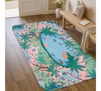 Tapis de palmier, nature tropicale, oiseau, fleur, printemps, vert, éponge à poils courts esthétique, tapis rectangulaire pour salle de bain, entrée, chevet, buanderie, décoration de salle de bain