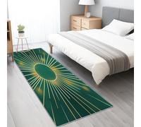 Tapis de Passage Art Minimaliste Rayon de Soleil Rayons dorés 60 x 180 cm Antidérapant et Lavable Interieur Rug, Vert Tapis de Couloir pour Entree Couloir Salon Chambre à Coucher Cuisine