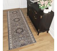 Tapis de passage au mètre Entrée Salon Chambre à coucher Tapis à poils courts Gris Design classique Chiné Oekotex 80 x 400
