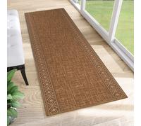 Tapis de passage au mètre Entrée Salon Chambre à coucher Tapis à poils courts Moderne Design Antidérapant Marron 67 x 300
