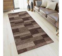 Tapis de passage au mètre Entrée Salon Chambre à coucher Tapis à poils courts Moderne Design Antidérapant Marron 120 x 220