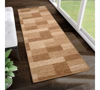 Tapis de passage au mètre Entrée Salon Chambre à coucher Tapis à poils courts Moderne Design Antidérapant Marron 100 x 210