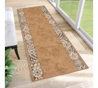 Tapis de passage au mètre Entrée Salon Chambre à coucher Tapis à poils courts Moderne Design Antidérapant Marron 67 x 380