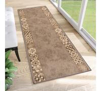 Tapis de passage au mètre Entrée Salon Chambre à coucher Tapis à poils courts Moderne Design Antidérapant Marron 80 x 150