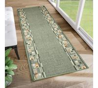 Tapis de passage au mètre Entrée Salon Chambre à coucher Tapis à poils courts Moderne Design Antidérapant Vert 80 x 140