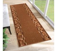 Tapis de passage au mètre Pont Salon Chambre à coucher Tapis à poils courts Moderne Antidérapant Marron Beige Carré Cuisine 80 x 450