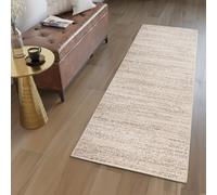 Tapis de passage au mètre Pont Salon Chambre à coucher Tapis à poils courts Moderne Design Chiné Crème Ecru Oekotex 100 x 300