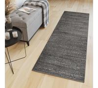Tapis de passage au mètre Pont Salon Chambre à coucher Tapis à poils courts Moderne Design Chiné Noir 70 x 180