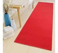Tapis de passage au mètre Pont Salon Chambre à coucher Tapis à poils courts Moderne Design Chiné Rouge Oekotex 80 x 200