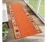 Tapis de passage au mètre Pont Salon Chambre à coucher Tapis de courtoisie Moderne Design Antidérapant Orange Rouge Beige Figures Chiné Cuisine 100 x 1000