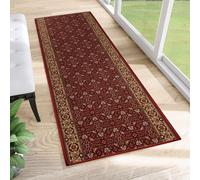 Tapis de passage au mètre Pont Salon Chambre à coucher Tapis de courtoisie Moderne Design Antidérapant Rouge Beige Ornement Floral Cuisine 100 x 360
