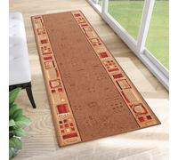 Tapis de passage au mètre Pont Salon Chambre à coucher Tapis de courtoisie Moderne Design Antidérapant Marron Rouge Figures Chiné Cuisine 67 x 1000