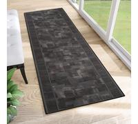 Tapis de passage au mètre Pont Salon Chambre à coucher Tapis de courtoisie Moderne Design Antidérapant Noir Gris Estompé Figures Cuisine 100 x 1000