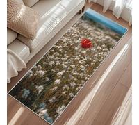 Tapis De Passage Coquelicot, Tapis De Couloir Marguerite, Carpet 80x150cm pour Cuisine Lave-Linge Et Balcon Rugs Antidérapant Poils Ras Lavable en Machine