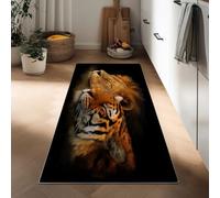Tapis de Passage Couloir Antiderapant 40 x 120 cm, Tapis de Cuisine Lavable Réalisme d'entrée Intérieur Animaux Lion Tigre Léopard pour Salon Chambre à Coucher Salle à Manger