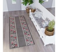 Tapis de passage couloir chambre à coucher moderne design à poils courts gris rouge 60 x 300