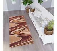 Tapis de passage couloir chambre à coucher moderne design tapis à poils courts marron OEKOTEX 80 x 400