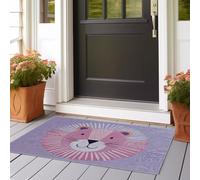 Tapis de Passage Couloir Long Lion Mignon et enfantin, Amusant et réconfortant Cuisine Devant Evier Antidérapant 80x200 cm Absorbant Tapis d Entree Interieur pour Rose