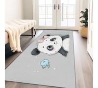 Tapis de Passage Couloir Long Ours Mignons, Petits Oiseaux, rafraîchissant Cuisine Devant Evier Antidérapant 60x150 cm Absorbant Tapis d Entree Interieur pour Gris