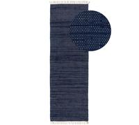 Tapis de passage en matériau recyclé Tom bleu foncé, dimensions:80 x 300 cm