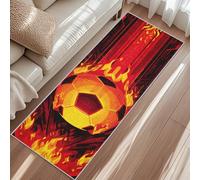 Tapis De Passage Football, Tapis De Couloir Thème Sportif Flamme, 65x240cm Carpet pour Cuisine Lave-Linge Et Balcon Rugs Antidérapant Poils Ras Lavable en Machine
