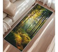 Tapis De Passage Forêt, Tapis De Couloir Paysage Nature Vert Arbre, Carpet 80x150cm pour Cuisine Lave-Linge Et Balcon Rugs Antidérapant Poils Ras Lavable en Machine