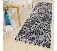 Tapis de passage Marchandise au mètre Pont Salon Chambre à coucher Tapis à poils courts Moderne Design Chiné Noir Gris Pont ÖKOTEX 60 x 120