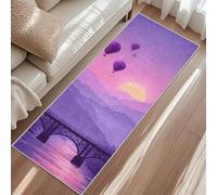 Tapis De Passage Montagne, Tapis De Couloir Rivière Pont Montgolfière, Carpet 80x150cm pour Cuisine Lave-Linge Et Balcon Rugs Antidérapant Poils Ras Lavable en Machine