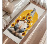 Tapis De Passage Nain De Jardin, Tapis De Couloir Méditation Tournesol, 65x240cm Carpet pour Cuisine Lave-Linge Et Balcon Rugs Antidérapant Poils Ras Lavable en Machine