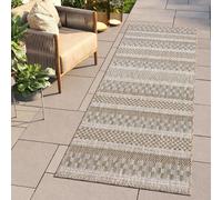 Tapis de passage Outdoor Indoor Marron Noir Motif Résistant aux intempéries Balcon Terrasse 80 x 300