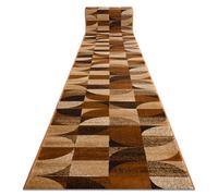 Tapis de Passage Royal H387 Géométrique - Tapis de Couloir pour Salle à Manger, Cuisine, entrée - Marron/Moutarde 70x120 cm