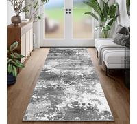 Tapis de Passage, Runner Rugs,100 x 270 cm, Gris et Blanc Abstraits,Ameublement et décoration Dressing Chambre Tapis Lavable, Dessous antidérapant,