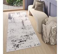 Tapis de passage Salon Chambre à coucher Modernes Design Gris Beige Chiné Effet usé Vintage Oekotex 100 x 200 cm