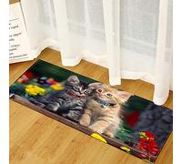 Tapis De Passage - Tapis sur Le Thème des Animaux Mignons pour Chambre d'enfant - Escaliers De Couloir À Motif De Chat Gris 3D Tapis De Couloir Doux Et Antidérapant pour Intérieur/Extérieur,40 ×
