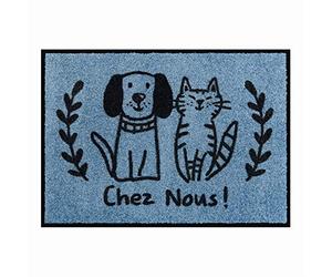 Tapis de patio LEMIYO Chez nous chien chat - Derrière la porte