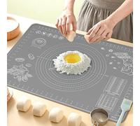 Tapis de pâtisserie en silicone 70 x 50 cm extra épais avec mesures et surélévation des bords, planche à rouler en silicone de qualité alimentaire pour pâtisserie, pain, biscuits, pizza, fondant