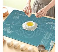 Tapis de pâtisserie en silicone 70 x 50 cm extra épais avec mesures et surélévation des bords, tapis à rouler en silicone de qualité alimentaire pour pâtisserie, pain, biscuits, pizza, fondant