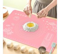 Tapis de pâtisserie en silicone extra épais avec mesures et surélévation des bords - 80 x 60 cm - Planche à rouler en silicone de qualité alimentaire pour pâtisserie, pain, biscuits, pizzas, fondants