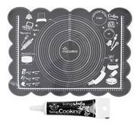 Tapis de pâtissier en silicone 60 x 43,5 cm + stylo glaçage noir Noir
