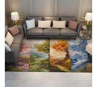 Tapis de Paysage Quatre Saisons pour Chambre à Coucher Salon Printemps été Automne Hiver Tapis lavables en Machine pour Chambre d’Enfant dortoir décor 60x90cm