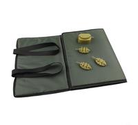 Tapis de pêche à la carpe pliable à 3 couches avec cage à appâts - pour un transport facile en polyester et coton perlé pour la protection des poissons 80 x 35 x 1 cm vert