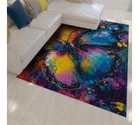 Tapis de Peinture à l’Huile pour la Zone Papillon pour Le Salon Tapis d’intérieur lavables à la Machine Décoration de Chambre antidérapant à Poils Bas Rug pour étude de Chambre 60x90cm