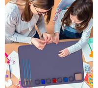 Tapis de peinture en silicone avec tasse de nettoyage, résistant à la chaleur, support de brosse avec support de peinture pour peinture argile et artisanat
