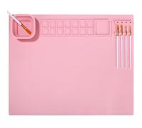 Tapis de Peinture en Silicone avec un ensemble de pinceaux, Tapis d'art en Silicone avec Tasse Magnétique, Le Bricolage, L'argile, Play Doh Tapis Peinture enfant Silicone