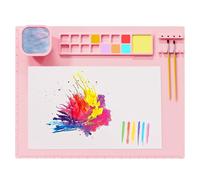 Tapis de peinture en silicone de qualité supérieure, antiadhésif, antidérapant et résistant à la chaleur avec palettes de peinture, supports de pinceaux, pliable et facile à ranger pour bricolage,