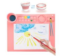 Tapis de Peinture en Silicone pour Enfants, 50 x 40 cm, Tapis d'Art Réutilisable avec Tasses de Nettoyage, Idéal pour Bricolage, Argile et Play Doh